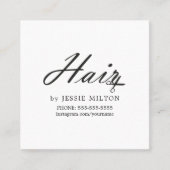 シンプル黒エレガント白美容師 スクエア名刺 (正面)