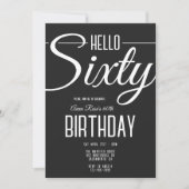 シンプル黒エレガント白60誕生日 招待状 (正面)