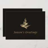 シンプル黒エレガント金ゴールドクリスマスツリー シーズンカード (正面/裏面)
