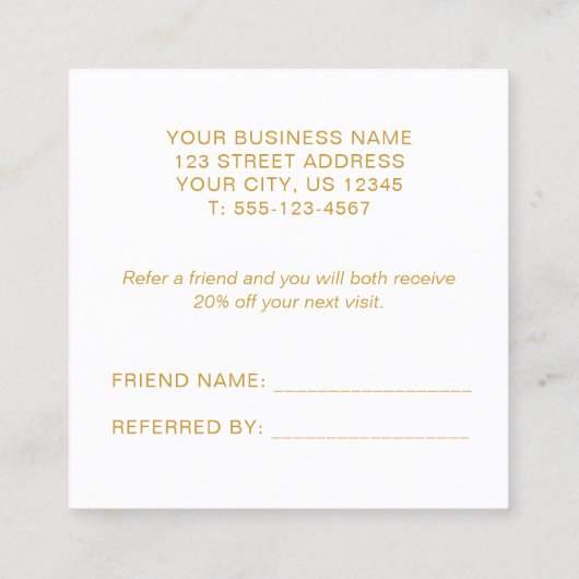 シンプル黒エレガント金ゴールドフェイク 紹介カード (裏面)