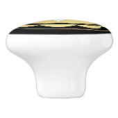 シンプル黒エレガント金ゴールドフローラ セラミックノブ (側面)