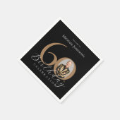 シンプル黒エレガント金ゴールド写真60誕生日 スタンダードカクテルナプキン (角)