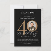 シンプル黒エレガント金ゴールド40歳の誕生日 サンキューカード (正面)