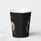 シンプル黒エレガント金ゴールド80誕生日 紙コップ (右)