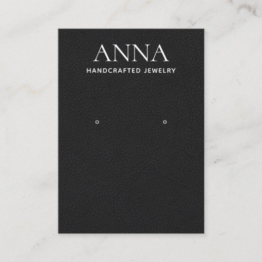 シンプル黒エレガント革イヤリングディスプレイ 名刺 (正面)