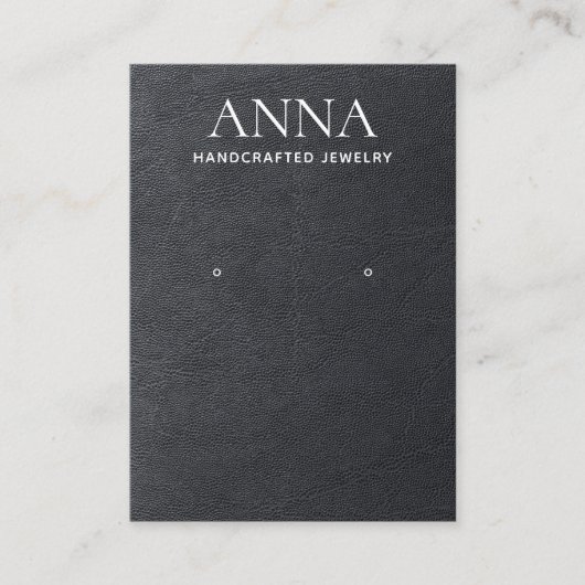シンプル黒エレガント革イヤリングディスプレイ 名刺 (正面)