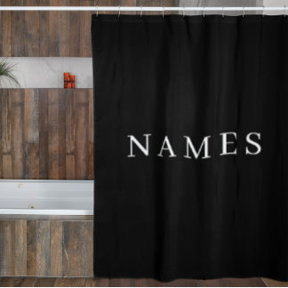 シンプル黒カスタム名の追加エレガント シャワーカーテン