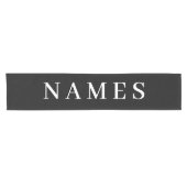 シンプル黒カスタム名の追加エレガント ショートテーブルランナー (横)