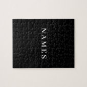 シンプル黒カスタム名の追加エレガント ジグソーパズル (横)