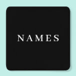 シンプル黒カスタム名の追加エレガント スクエアペーパーコースター<br><div class="desc">シンプル黒カスタムデザイン名をエレガント追加。</div>