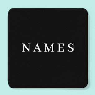 シンプル黒カスタム名の追加エレガント スクエアペーパーコースター