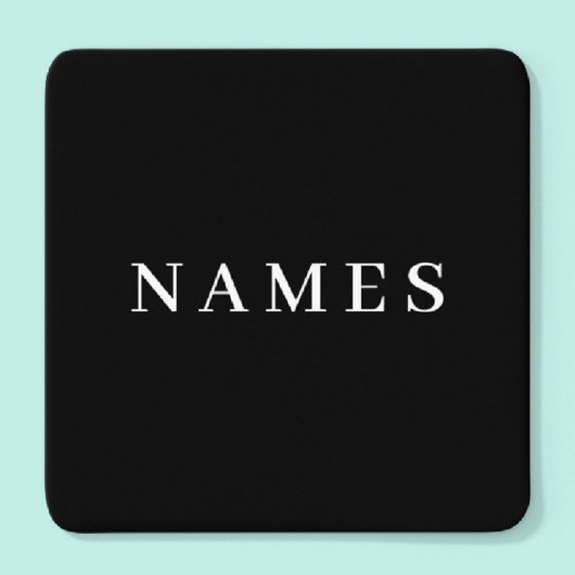 シンプル黒カスタム名の追加エレガント スクエアペーパーコースター