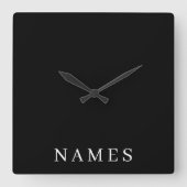 シンプル黒カスタム名の追加エレガント スクエア壁時計 (正面)