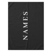 シンプル黒カスタム名の追加エレガント テーブルクロス (正面)