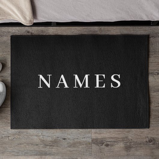 シンプル黒カスタム名の追加エレガント ドアマット