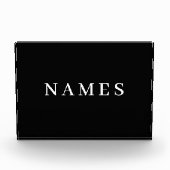 シンプル黒カスタム名の追加エレガント フォトブロック (正面)
