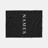 シンプル黒カスタム名の追加エレガント フリースブランケット (正面(横))