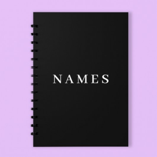 シンプル黒カスタム名の追加エレガント プランナー手帳