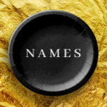 シンプル黒カスタム名の追加エレガント ペーパープレート<br><div class="desc">シンプル黒カスタムデザイン名をエレガント追加。</div>