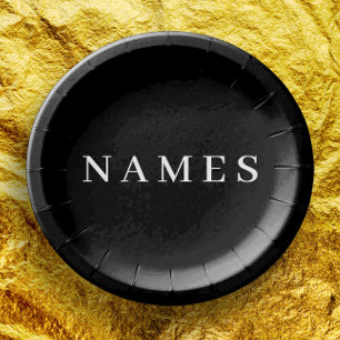 シンプル黒カスタム名の追加エレガント ペーパープレート