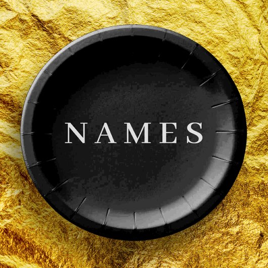 シンプル黒カスタム名の追加エレガント ペーパープレート