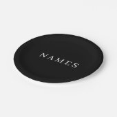 シンプル黒カスタム名の追加エレガント ペーパープレート (アングル)