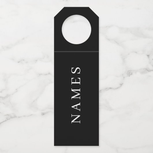 シンプル黒カスタム名の追加エレガント ボトルネックタグ (正面)