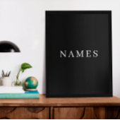 シンプル黒カスタム名の追加エレガント ポスター