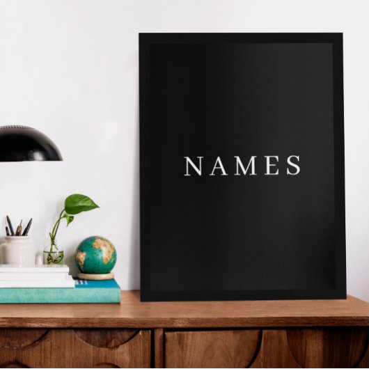 シンプル黒カスタム名の追加エレガント ポスター