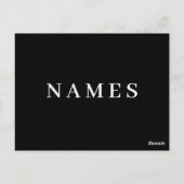 シンプル黒カスタム名の追加エレガント ポストカード (裏面)
