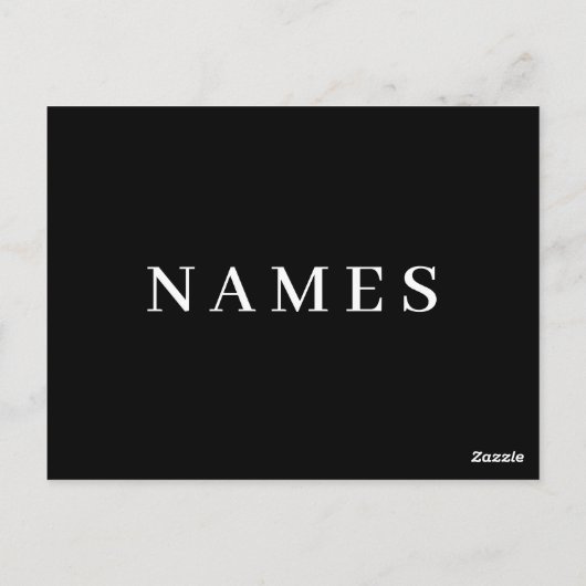 シンプル黒カスタム名の追加エレガント ポストカード (裏面)