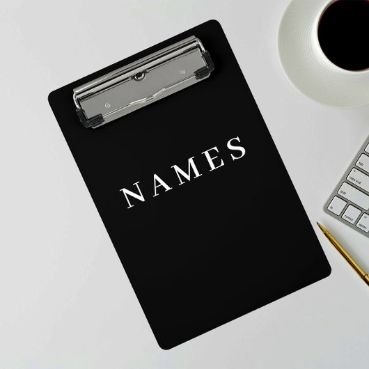 シンプル黒カスタム名の追加エレガント ミニクリップボード