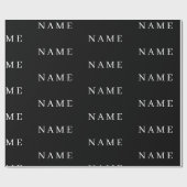 シンプル黒カスタム名の追加エレガント ラッピングペーパー (フラット)