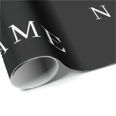 シンプル黒カスタム名の追加エレガント ラッピングペーパー (ロールコーナー)