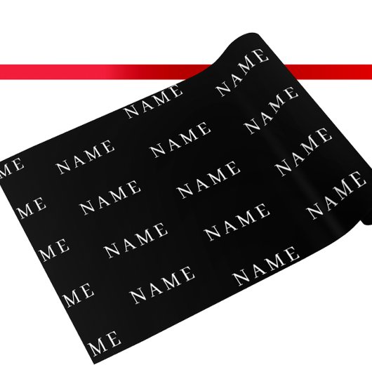 シンプル黒カスタム名の追加エレガント ラッピングペーパー