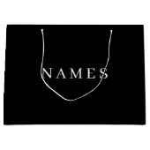 シンプル黒カスタム名の追加エレガント ラージペーパーバッグ (正面)