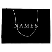 シンプル黒カスタム名の追加エレガント ラージペーパーバッグ (裏面)