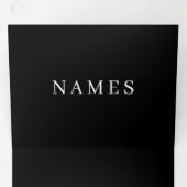 シンプル黒カスタム名の追加エレガント 三つ折りカード (内部最初)