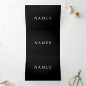 シンプル黒カスタム名の追加エレガント 三つ折りカード (内部)