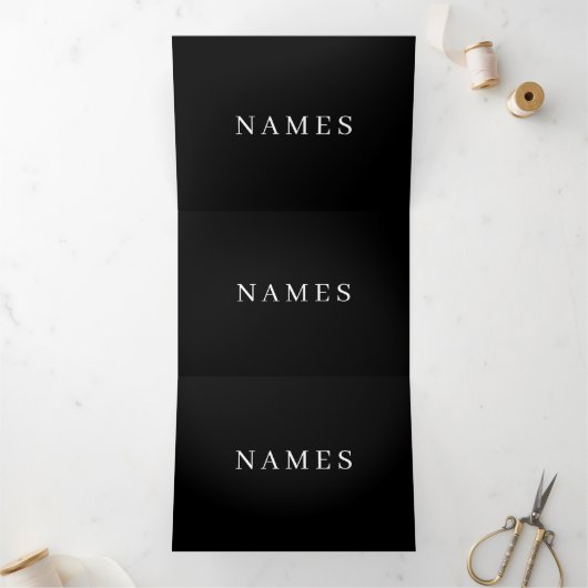 シンプル黒カスタム名の追加エレガント 三つ折りカード (内部)