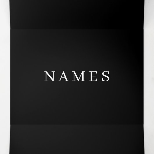 シンプル黒カスタム名の追加エレガント 三つ折りカード (内部中)