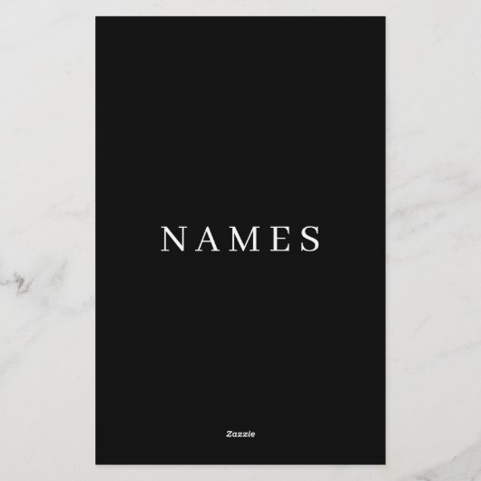 シンプル黒カスタム名の追加エレガント 便箋 (裏面)