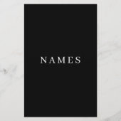 シンプル黒カスタム名の追加エレガント 便箋 (正面)