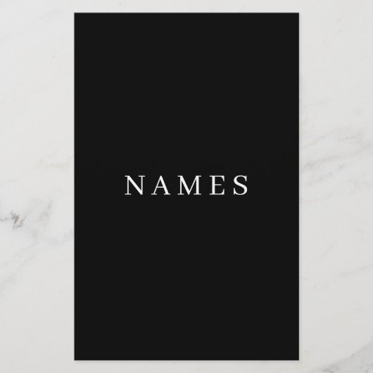 シンプル黒カスタム名の追加エレガント 便箋 (正面)