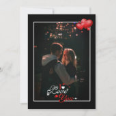 シンプル黒カップル写真ホリデーカード サンキューカード (正面)