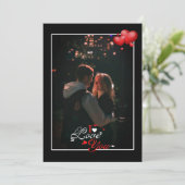 シンプル黒カップル写真ホリデーカード サンキューカード (スタンド正面)