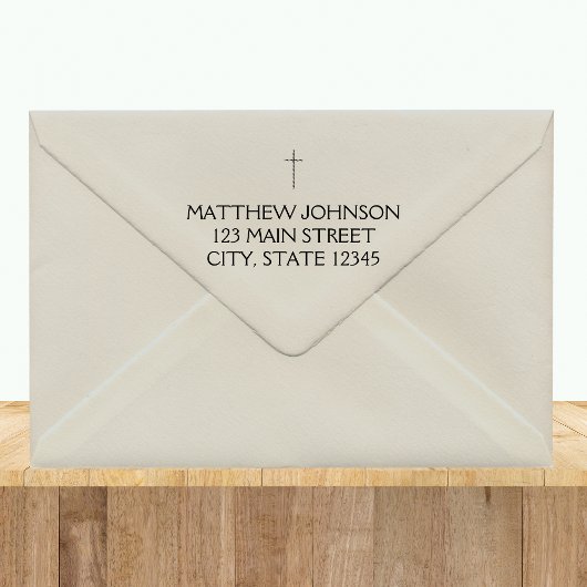 シンプル黒クロス名アドレス セルフインキングスタンプ