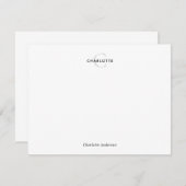 シンプル黒グモダンレータイポグラフィモノグラム ノートカード (正面/裏面)