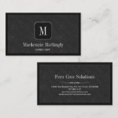 シンプル黒グレ素朴ーヴィンテージレザーモノグラム 名刺 (正面/裏面)