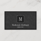 シンプル黒グレ素朴ーヴィンテージレザーモノグラム 名刺 (正面)